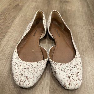 Lucky Brand Western Calf Hair White & Brown Flats